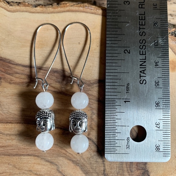 🌸2 for $24🌸 Rose Quartz Buddha Charm Earrings - Picture 4 of 4